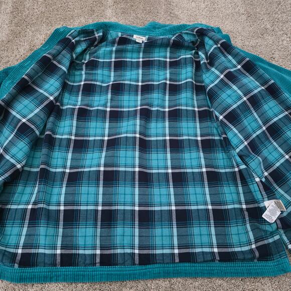 L.L.Bean Corduroy Shacket Jacket Flannel Teal Sz XL Coastal Grandma FallLayers - Picture 4 of 10